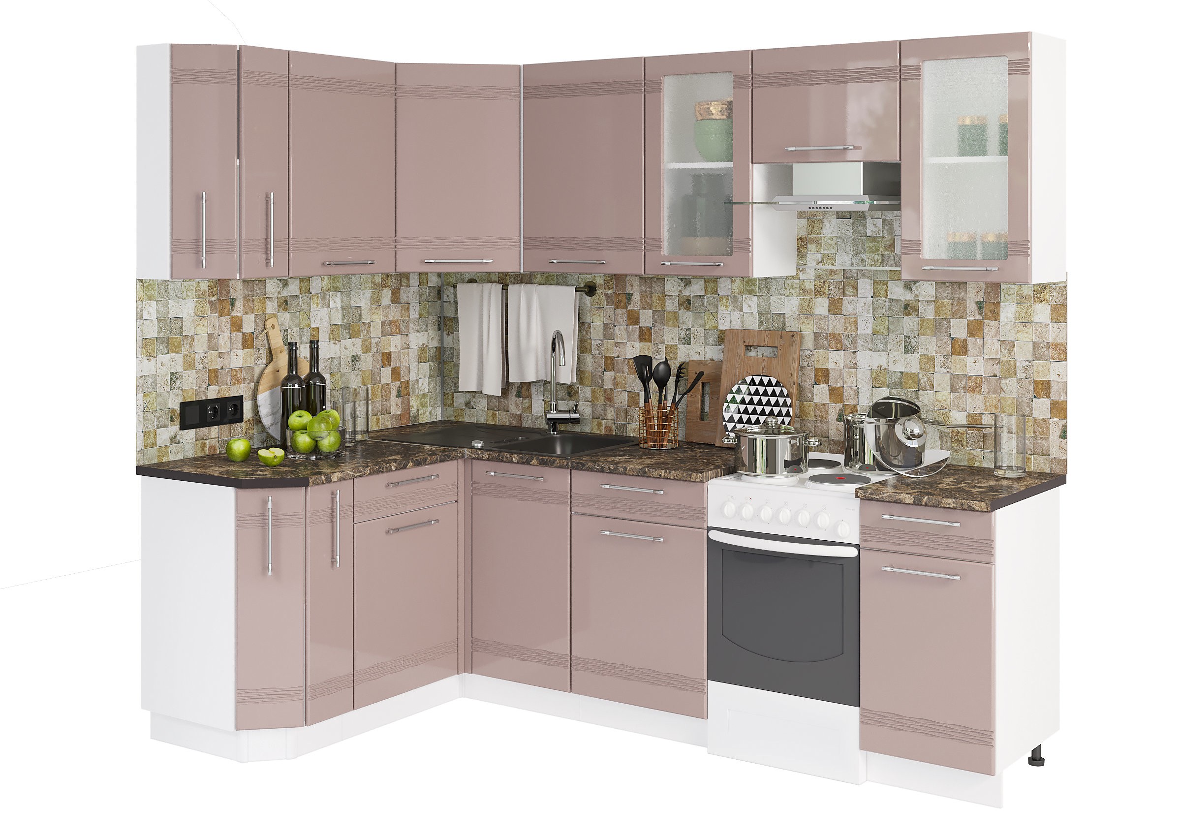 Кухонный Гарнитур  Мокко Люкс 1500  x 2300 мм
