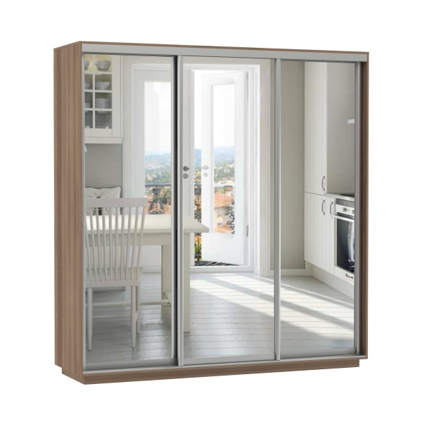 Шкаф-Купе 3-х Створчатый Тиффани Рамир Зеркальный Ш-1800/2100/2200 мм/Разные Цвета и Размеры