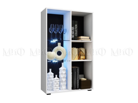 Шкаф-Стекло Ницца NEW МДФ Белый Глянец (800x1280x346)