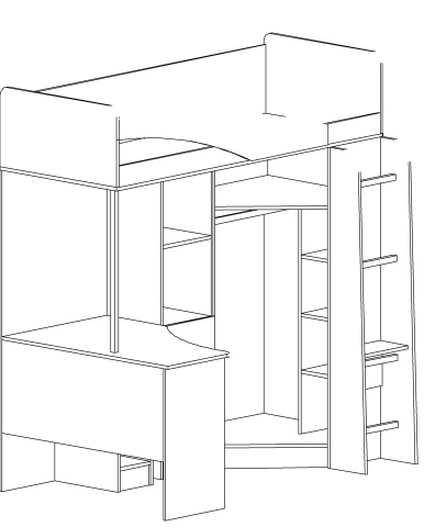 Детская Чердак Ириска МДФ Разные Цвета ( 2,03х1,95х1,2/спальное место 0,8х2,0)