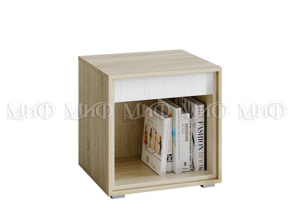 Тумба Прикроватная Формула МДФ - 2 шт Сонома/Белый Глянец (Ш-500 мм x В-506 мм x Г-464 мм)