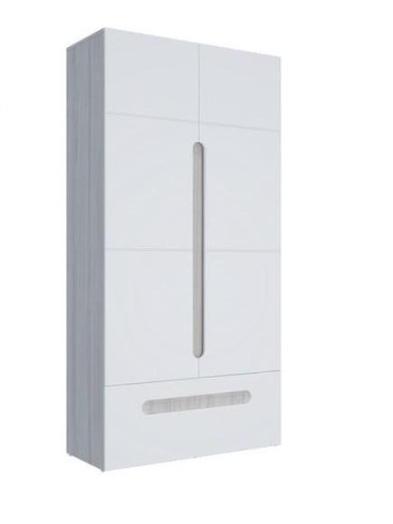 Шкаф 2х-Створчатый с Ящиком Палермо МДФ Ясень Шимо Светлый/ фасад Белый Глянец